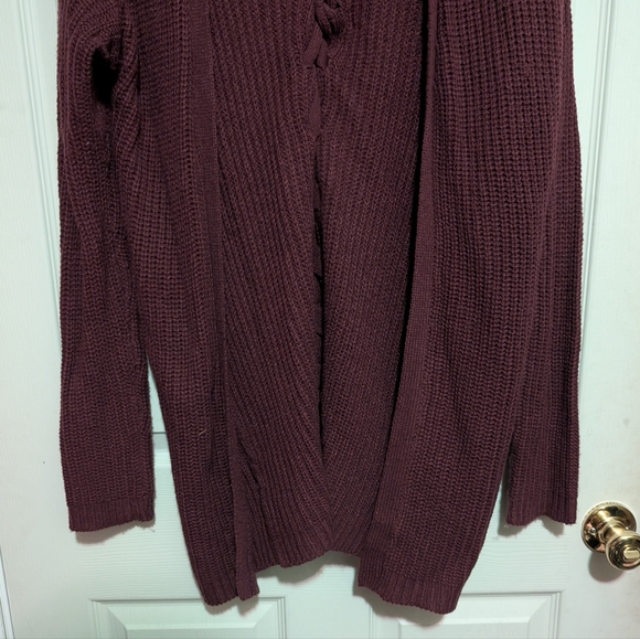 Derek Heart Open Cardigan L Overiszed Purple Lace-up Back - Picture 3 of 6